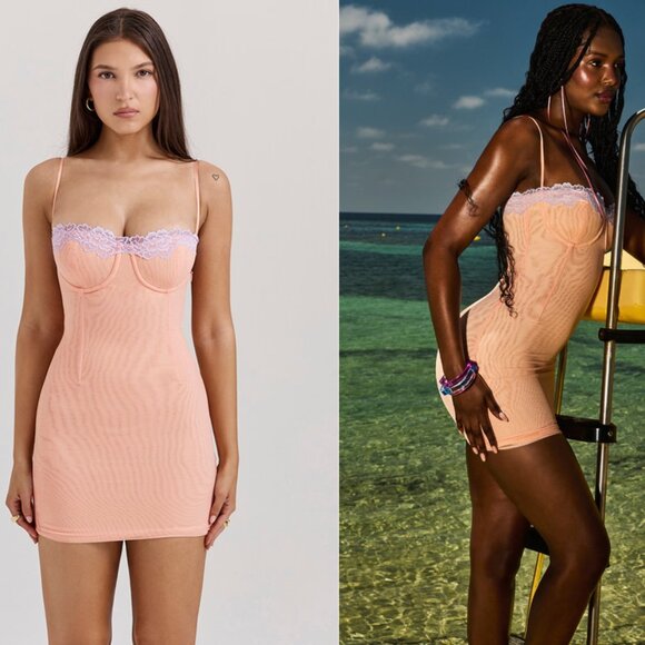 House of CB 'Harper' Sorbet Lace Trimmed Mini Dress NWOT